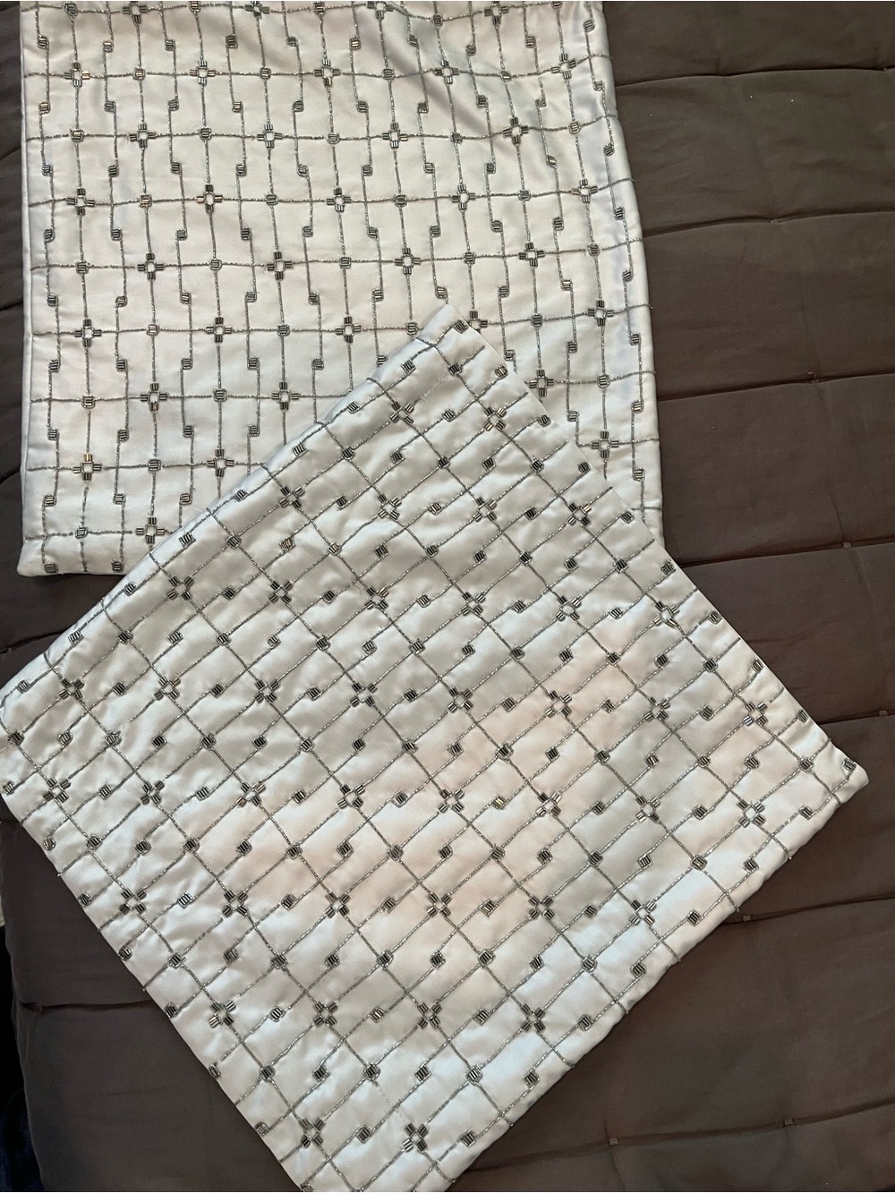 Hotel Collection Ivory Quilted Pillow Sham with Silver Embroidery